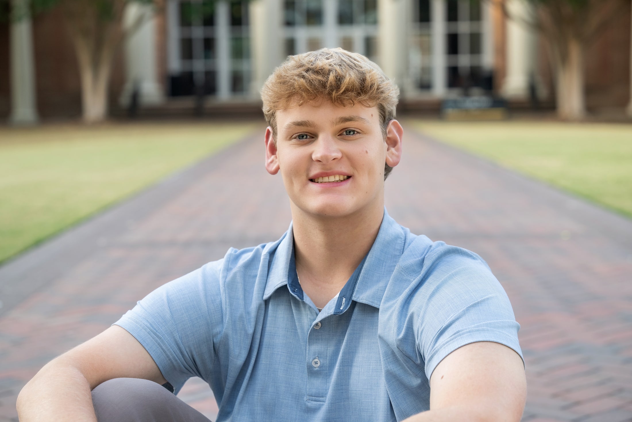 Senior portrait session with a relaxed expression